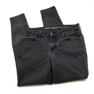 Old Navy Black Denim Super Skinny Mid-Rise Jeans Cotton Blend Womens 4